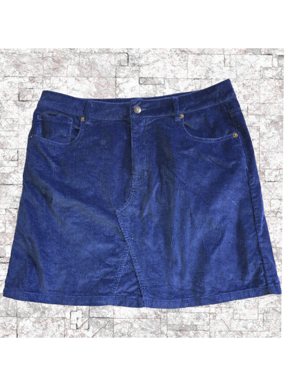 Frye & Co Women’s Heritage Navy Jewel Blue Corduroy Mini A-line Skirt, Size 10